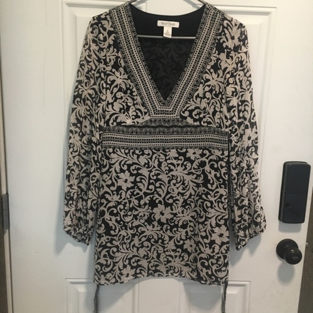 WHBM SILK womens long sleeve Tunic Shirt